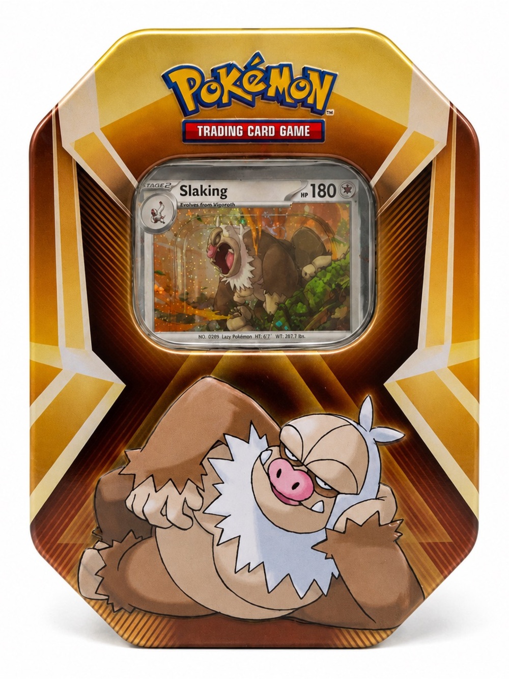 Pokémon Slaking Tin 3 foils 1 code and 3 TCG Booster Packs